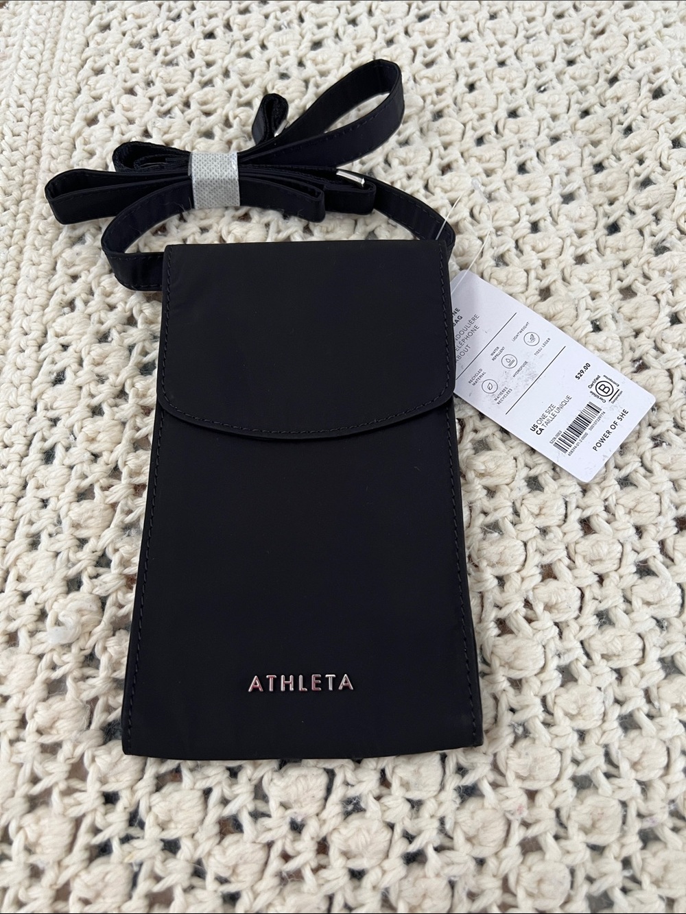 Athleta Black Crossbody Phone Pouch with Logo